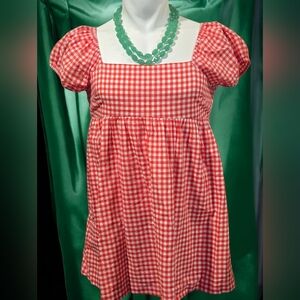 Abound Red Gingham Babydoll Mini Dress